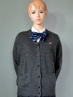 女子ニットカーディガン チャコールグレー